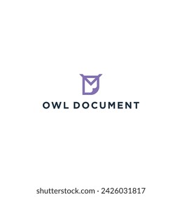 Búho de cabeza y diseño de logotipo de documento vector de inspiración combinación