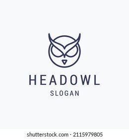 Head owl logo icon flat design template 