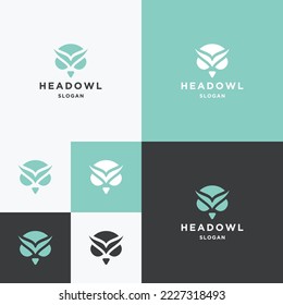 Head owl logo template vector illustration design