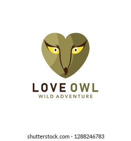 head of owl Love logo template illustration. owl logo. - Vector