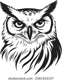 head of an owl on a white background