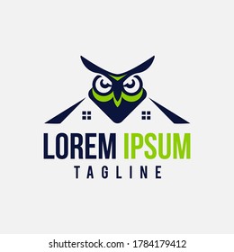 Head owl with roof. Simple and unique design owl. Vector illustration  EPS.10
