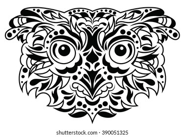 Head Owl Tattoo Style Stock Vector (Royalty Free) 390051325 | Shutterstock