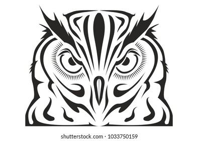 head owl vector, line art owl with angry face