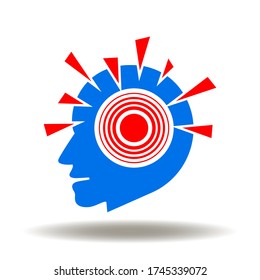 Kopfschmerzen Zentrum menschliche Nadeln Symbol. Das Logo "Migräne Health Disorder Ill". Kopfschmerzsymbol