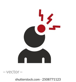 head pain icon, headache, flat vector illustration