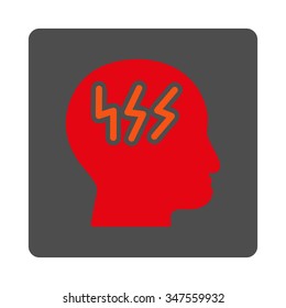 Head Pain vector icon. Style is flat rounded square silver button with red symbol, white background.
