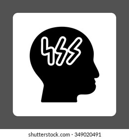 Head Pain vector icon. Style is flat rounded square button, black and white colors, gray background.