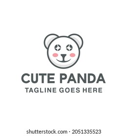 head panda animal Logo vector design. cute face bear symbol icon graphic. funny character mascot emblem for Company and business
