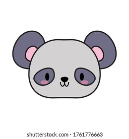 head panda bear baby kawaii, line and fill style icon vector illustration design