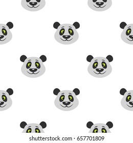 Head of panda bear pattern seamless background in flat style repeat vector illustration