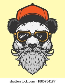 head of panda cool illustration art