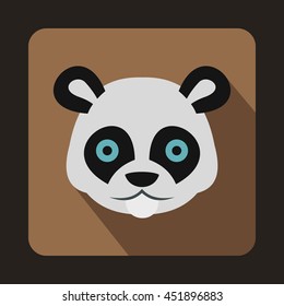 Head of panda icon in flat style on a coffee background