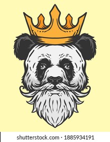 head of panda king  illustration art