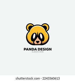 head panda logo design gradient illustration