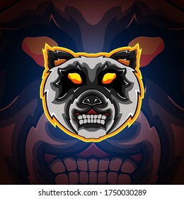 Head Panda Logo Mascot or Logo Esport Vector Illustration.
Concept of Angry Pandas.Eps 10