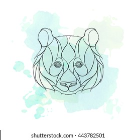 Head of the panda on the grunge background. African / indian / totem / tattoo design. It may be used for design of a t-shirt, bag, postcard, a poster and so on.   svg