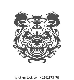 The head of a panda in an ornament, head panda vector illustration, tattoo art