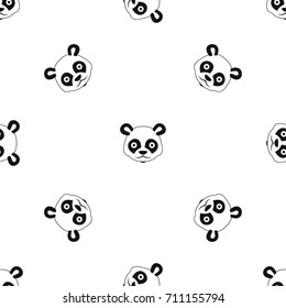 Head of panda pattern repeat seamless in black color for any design. Vector geometric illustration