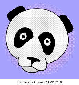 Head of panda pop art vector. Beautiful bear style for comics. Hand-drawn