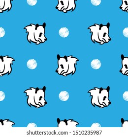 	
head panda seamless pattern vector.  cartoon repeat Bear pattern with circle white snow and blue background 