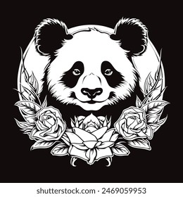 head panda vector illustration tatoo art made not with AI