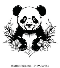 head panda vector illustration tatoo art made not with AI
