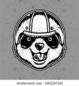 head panda wearing helmet hand drawing vector