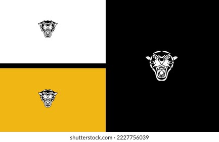 head panther angry with fangs vector outline design