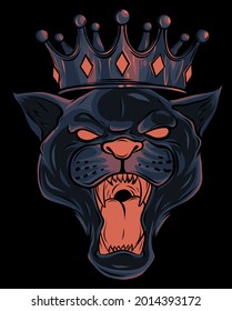 head Panther in the crown. Vector illustration design