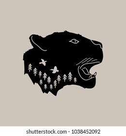head panther with detail wild graphic