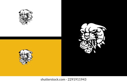 head panther and dice vector line art design