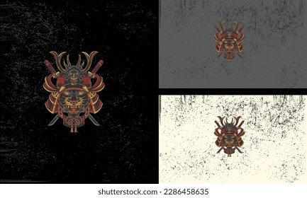 head panther with hat samurai japan vector mascot design