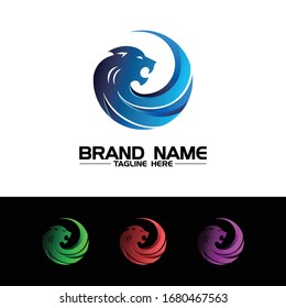 head Panther logo icon design vector