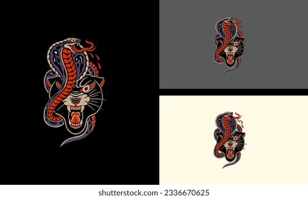 Head Black Panther Snake Tattoo Design Stock Vector (Royalty Free)  2049457061 | Shutterstock