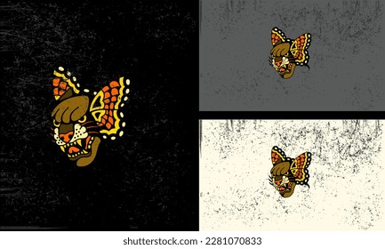 head panther with wings butterfly vector mascot design