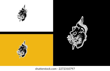 head panther and wings vector outline design