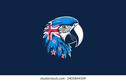 head parrot with background australia flag vector artwork design