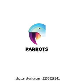 head parrot logo gradient color design 