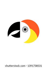 The head of the parrot on white background