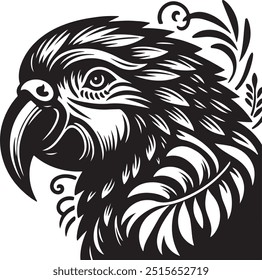 Head of parrot vector silhouette 