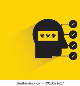 head and password drop shadow on yellow background