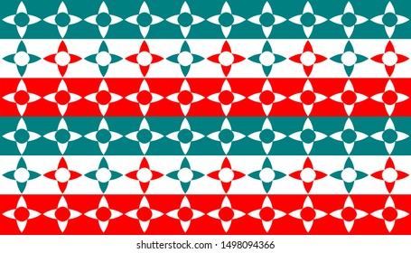 head pattern flowers on teal,red and white background