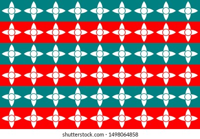 head pattern flowers white on teal and red background