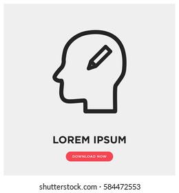 Head with pen vector icon
