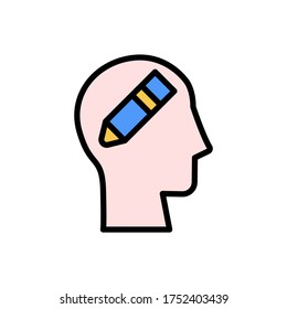 head pencil icon. Simple color with outline vector elements of brain process icons for ui and ux, website or mobile application