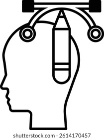 A head with a pencil in the middle