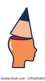 head with pencil head on top