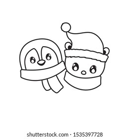head of penguin and polar bear on white background vector illustration design