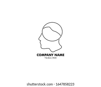 Head people art line logo design template